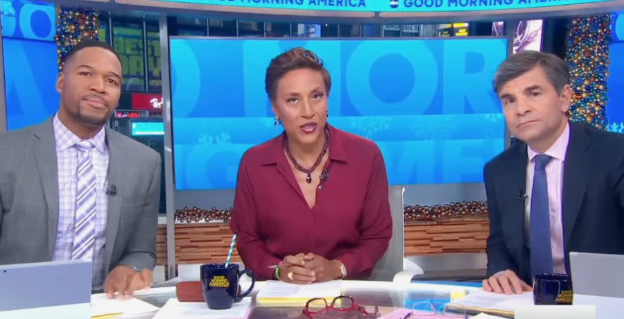 'GMA' hosts Michael Strahan, Robin Roberts and George Stephanopoulos/Credit: YouTube