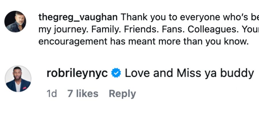 Greg Vaughan & Robert Christopher Riley's comments - IG
