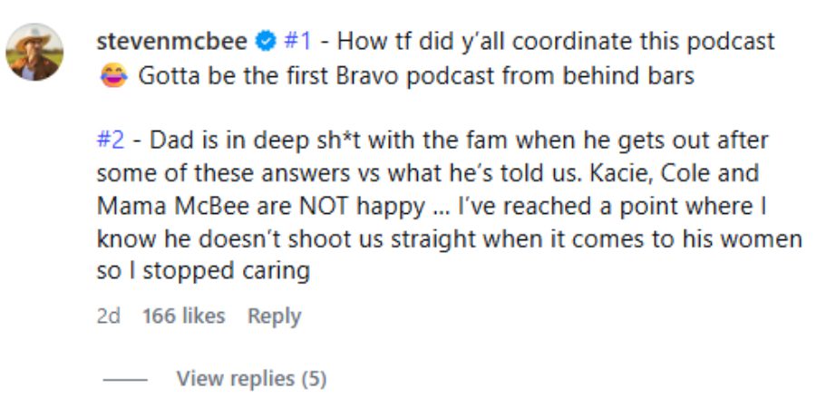 Steve McBee's comments - IG